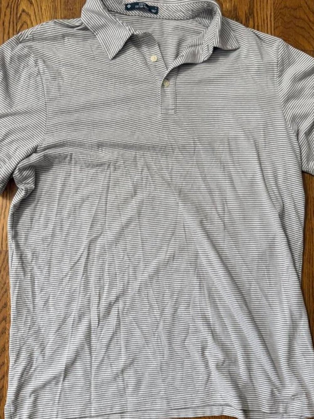 Member’s Mark white + grey striped polo shirt Size M #preppy #golfwear #polo